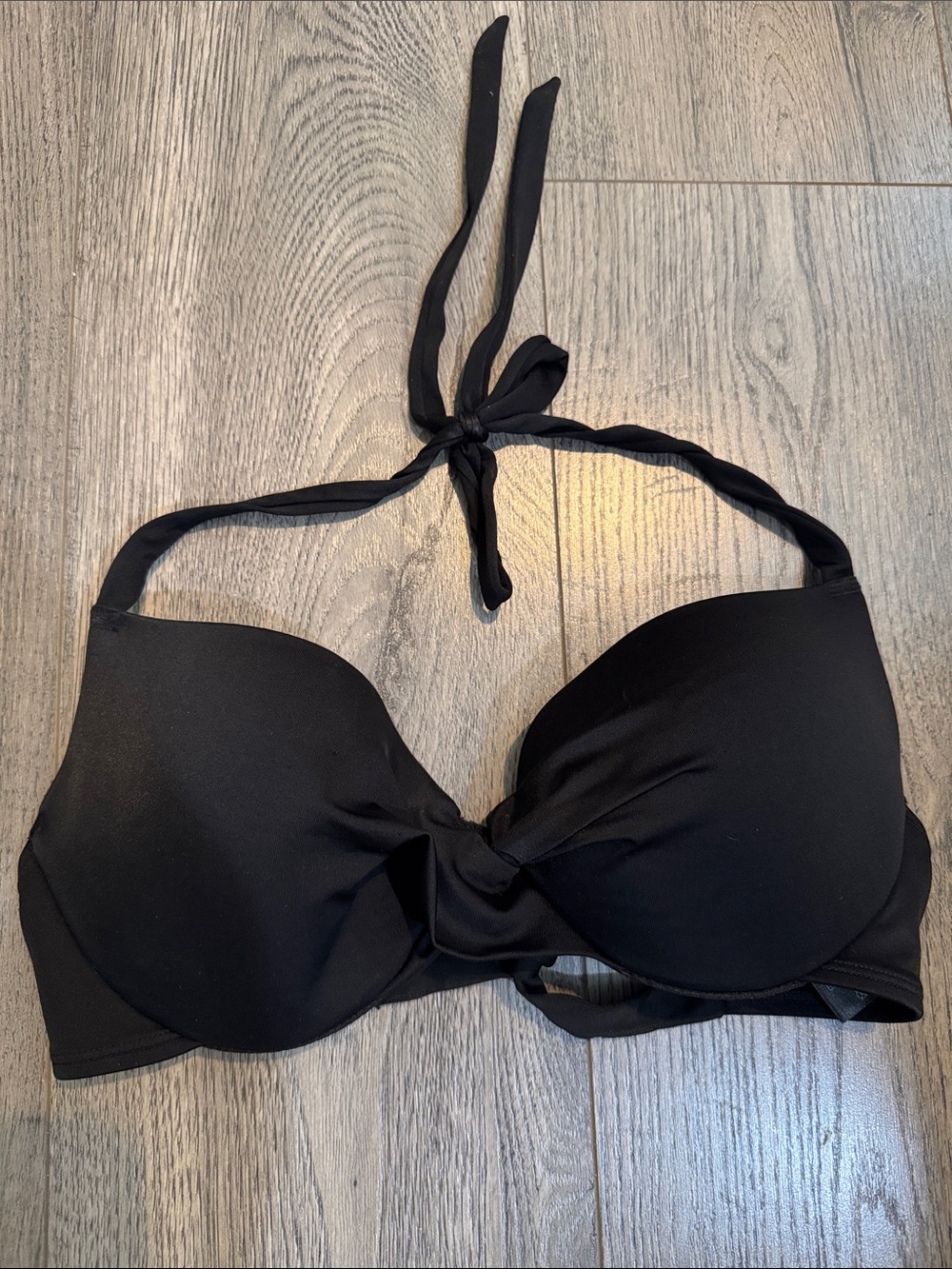 Women’s Black Halter Bikini Top – Supportive Swim Bra